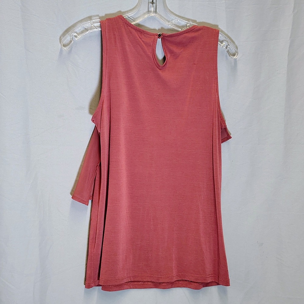 Pemberley Womens Boho Chic Rust Redl Ruffle Sleeveless Tank Top Size S USA Made - Picture 3 of 12
